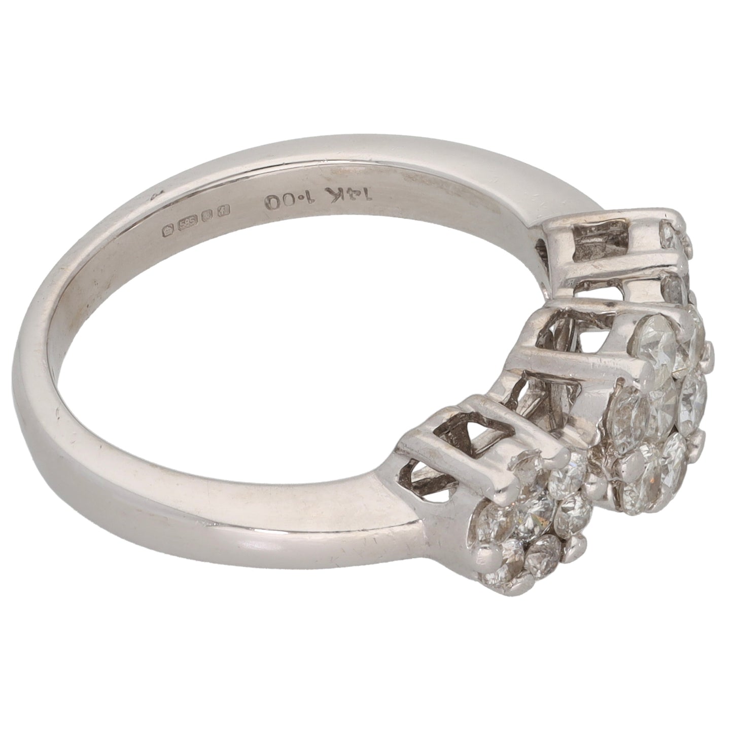 14ct White Gold 1.00ct Diamond Dress/Cocktail Ring Size P