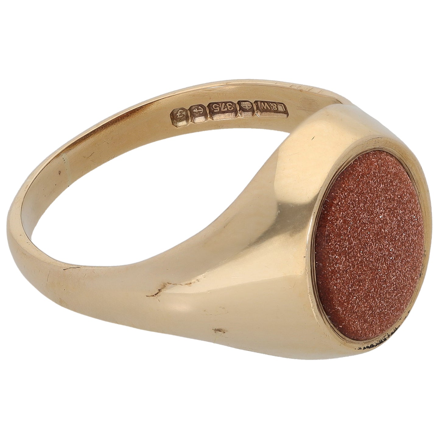 9ct Gold Goldstone Signet Ring Size U