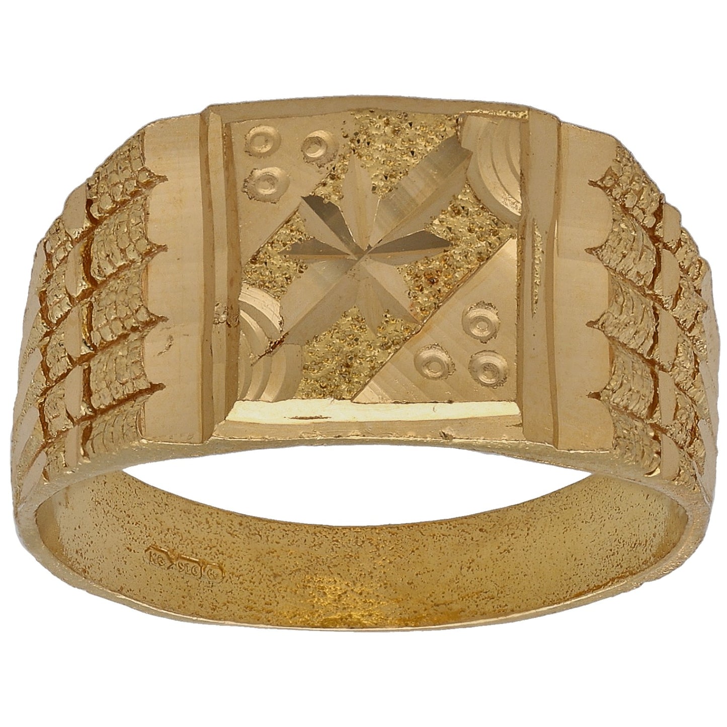 22ct Gold Patterned Signet Ring Size V