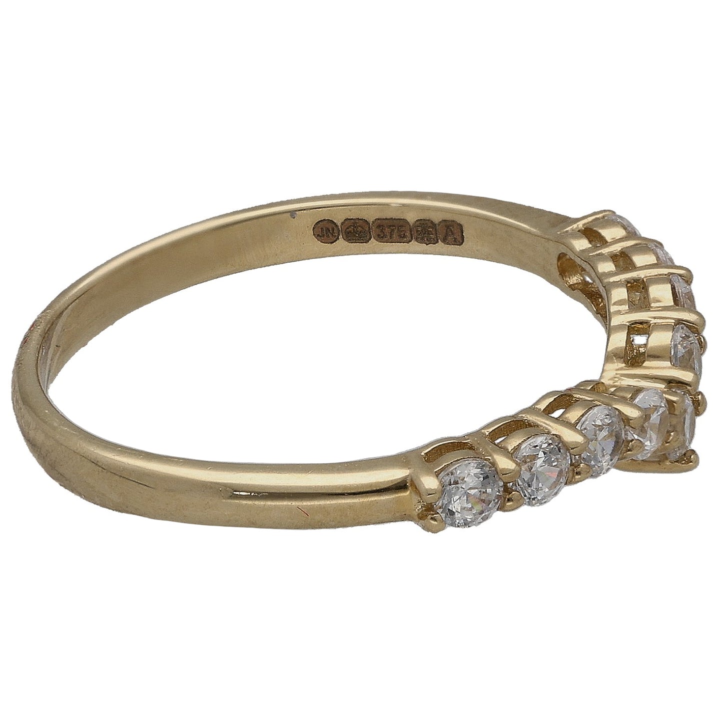 9ct Gold Cubic Zirconia Wishbone Ring Size O