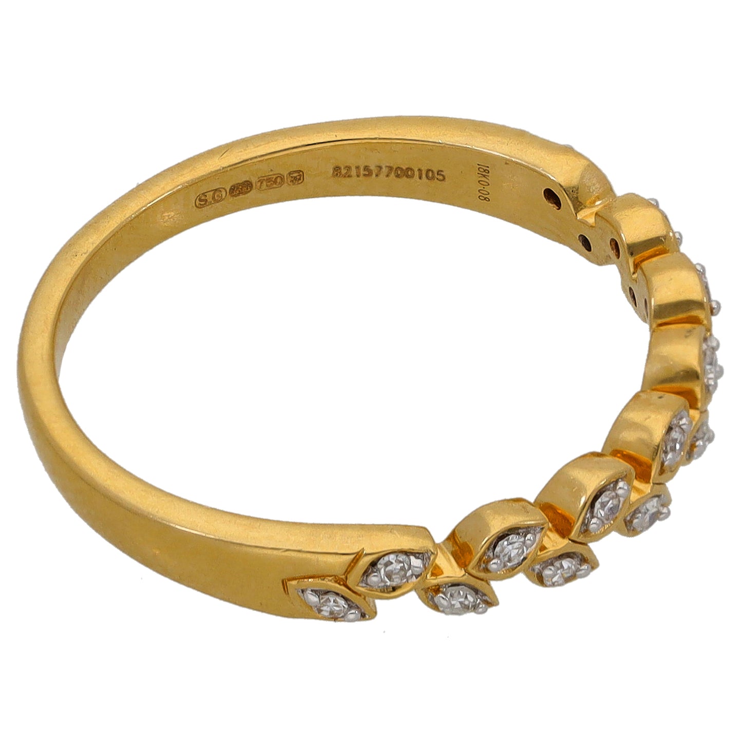 18ct Gold 0.08ct Diamond Half Eternity Ring Size O