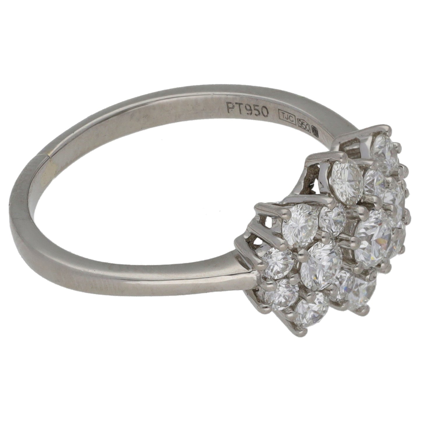 Platinum 0.94ct Diamond Dress/Cocktail Ring Size P