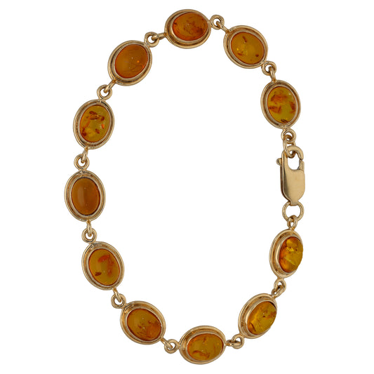 9ct Gold Amber Fancy Stone Set Bracelet