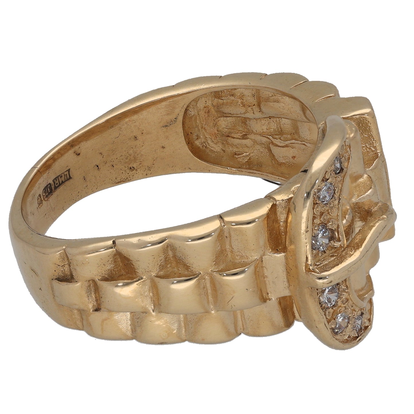 9ct Gold Cubic Zirconia Buckle Ring Size X