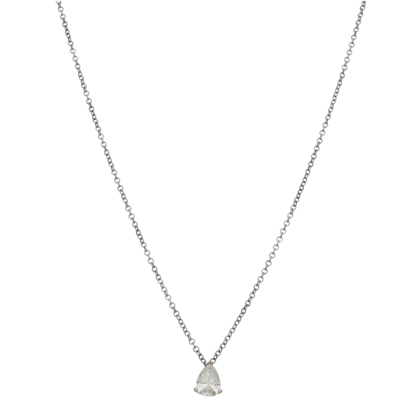 9ct White Gold 1.00ct Diamond Solitaire Pendant With Chain