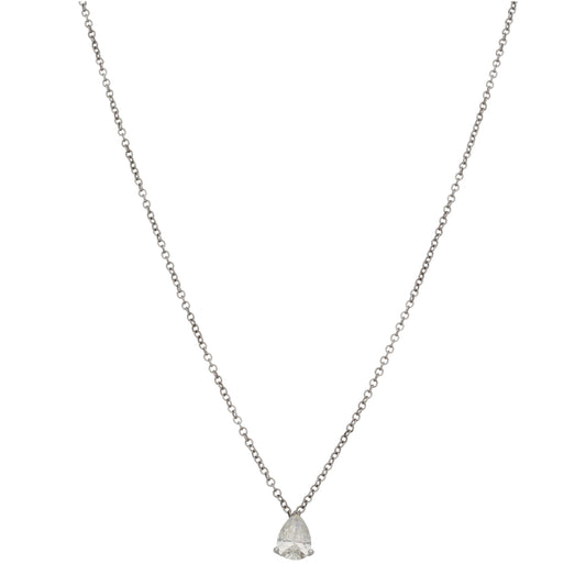9ct White Gold 1.00ct Diamond Solitaire Pendant With Chain