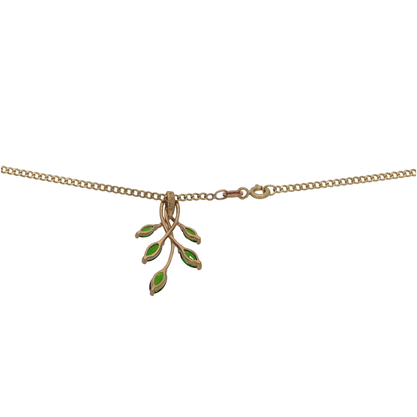 9ct Gold Diopside Dress/Cocktail Pendant With Chain