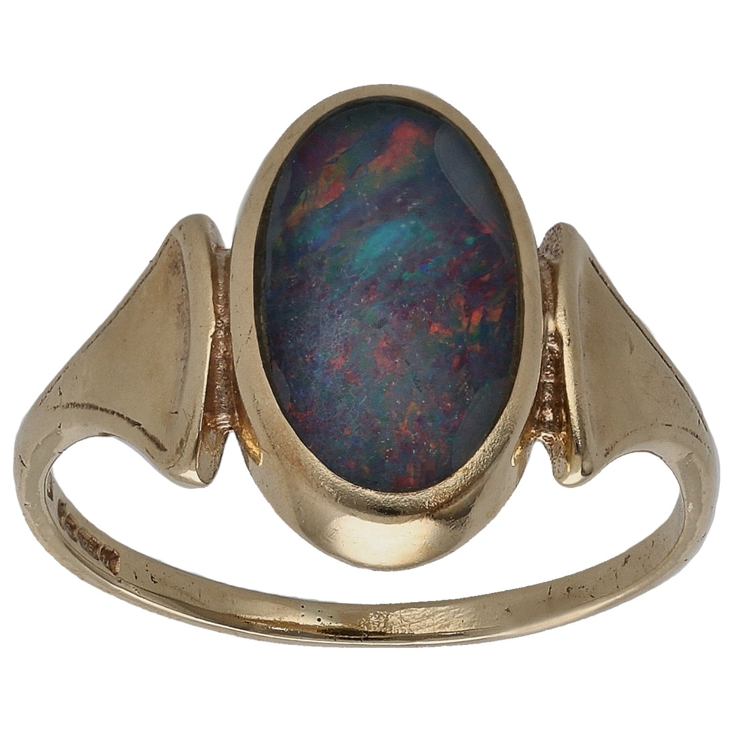 9ct Gold Opal Triplet Single Stone Ring Size K