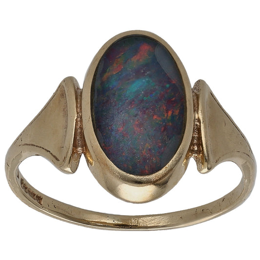 9ct Gold Opal Triplet Single Stone Ring Size K