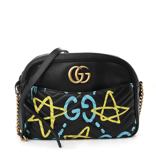 Gucci GG Marmont GucciGhost Calfskin Matelasse Leather Bag - Black