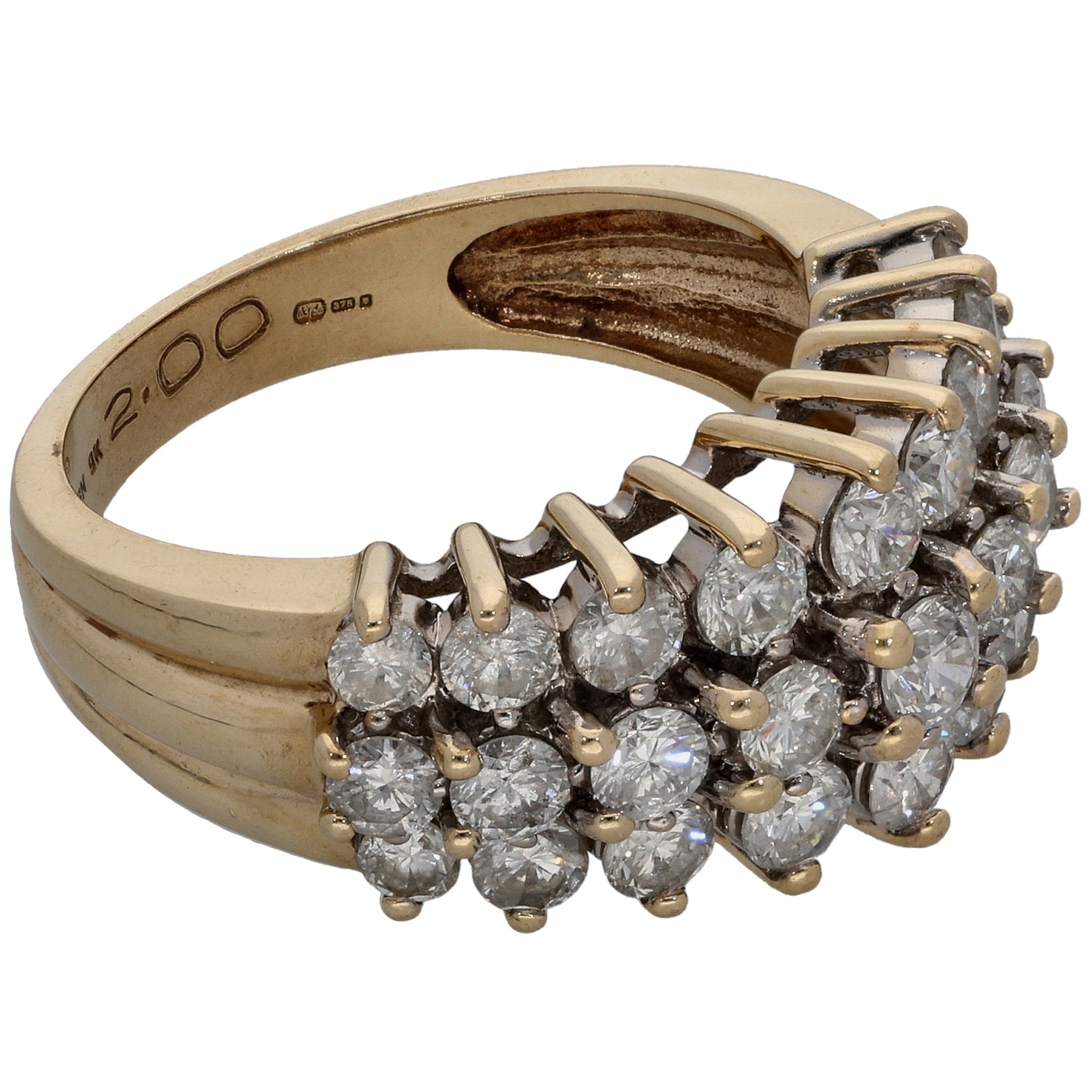 9ct Gold 2.00ct Diamond Dress/Cocktail Ring Size L
