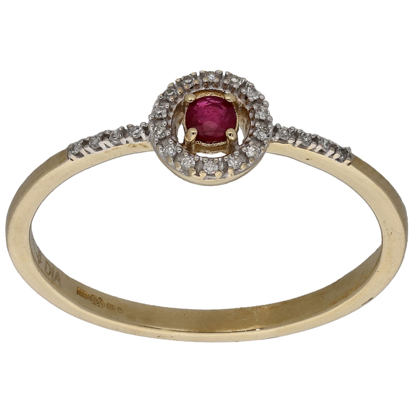 9ct Gold 0.11ct Diamond & Ruby Dress/Cocktail Ring Size Q