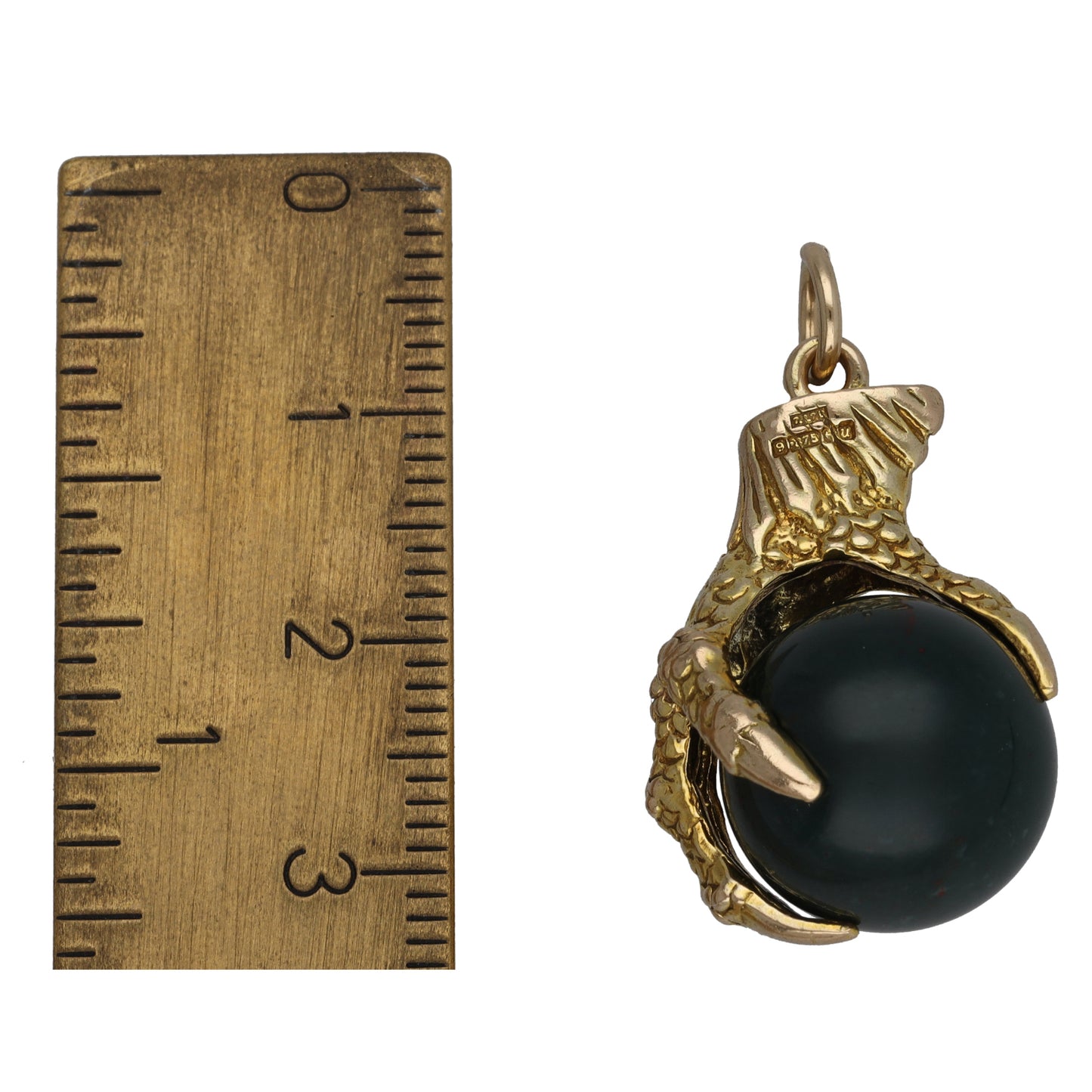 9ct Gold Bloodstone Eagle Claw Pendant
