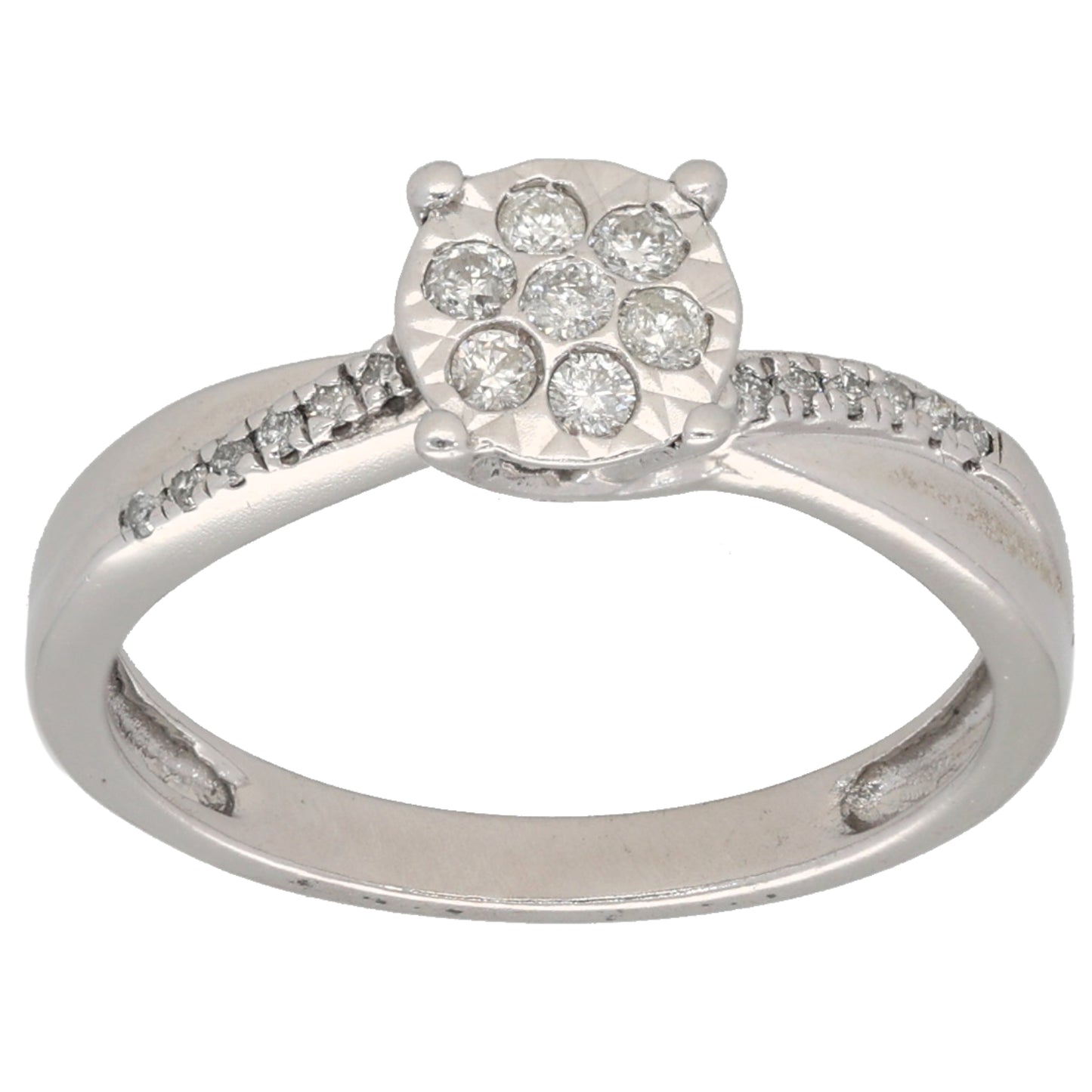 9ct White Gold 0.20ct Diamond Cluster Ring Size L