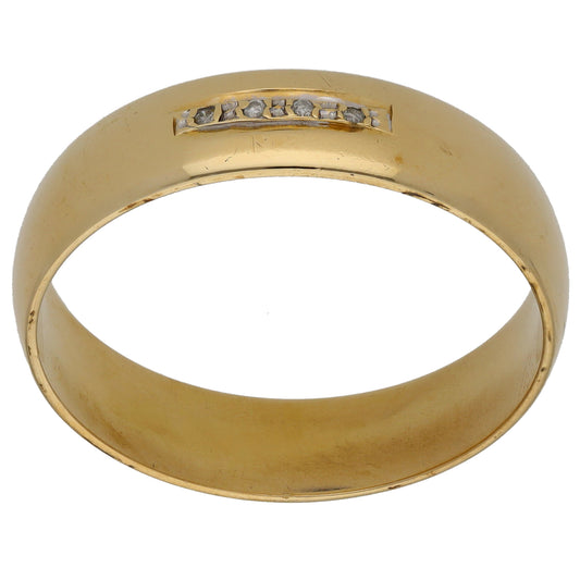 9ct Gold 0.02ct Diamond Plain Wedding Ring Size Z+3