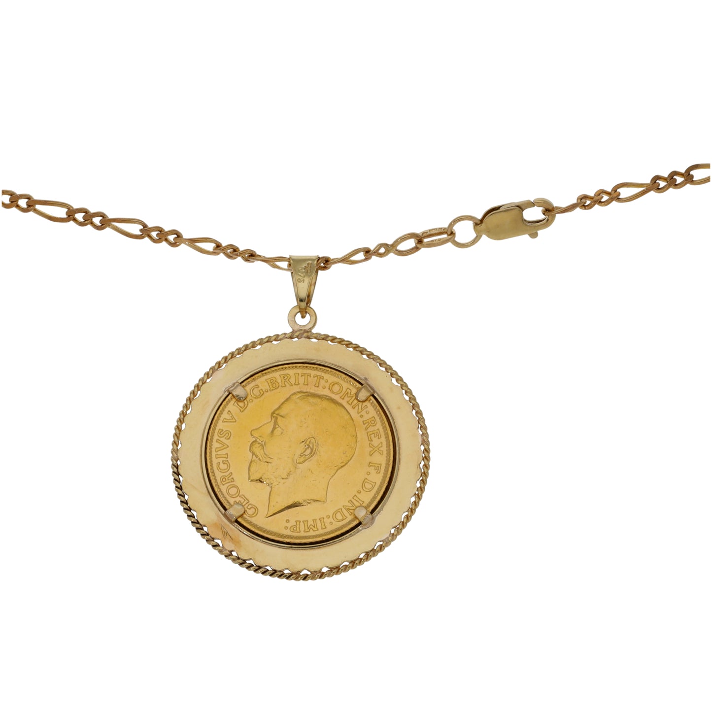9ct Gold Full Sovereign Coin Pendant With Chain