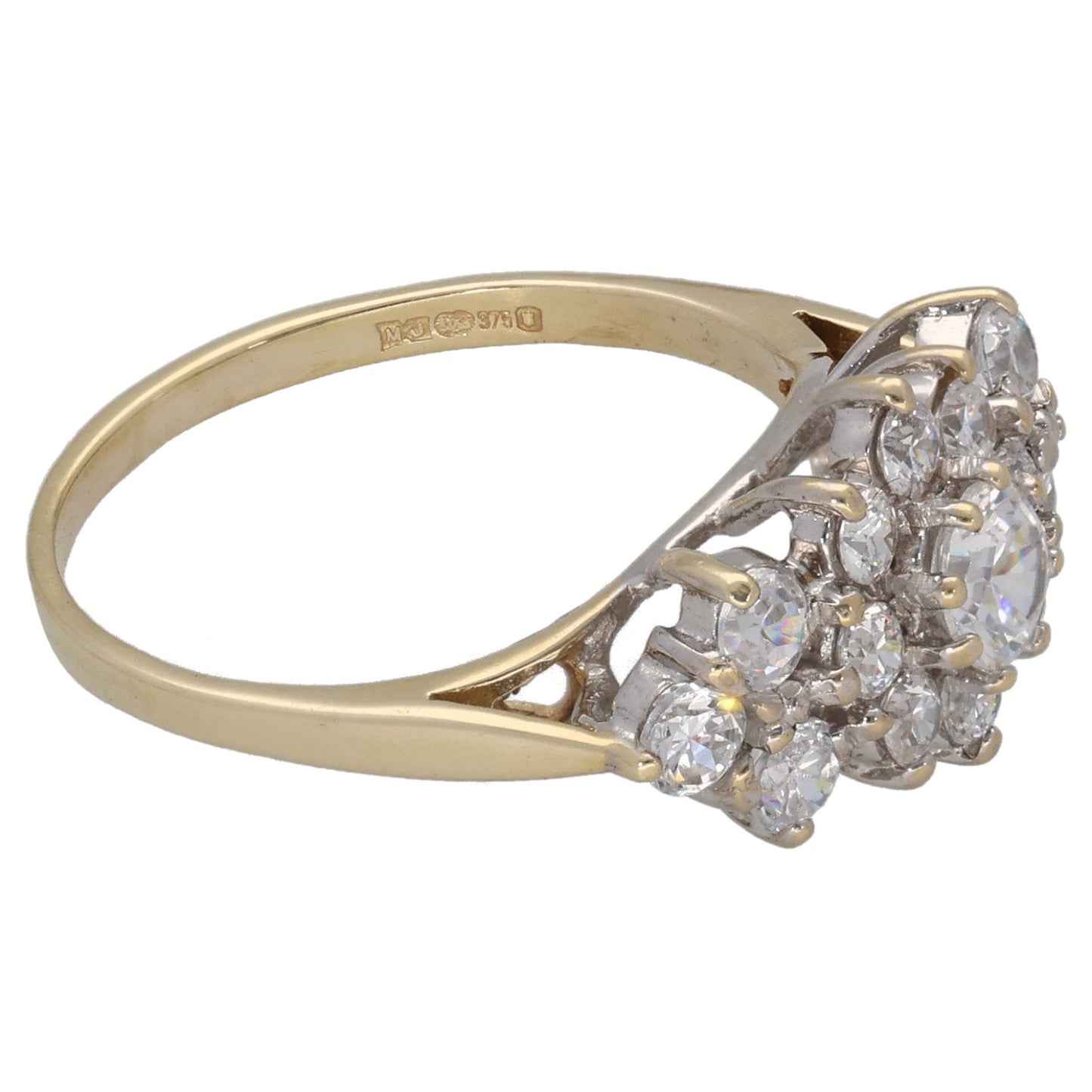 9ct Gold Cubic Zirconia Dress/Cocktail Ring Size K