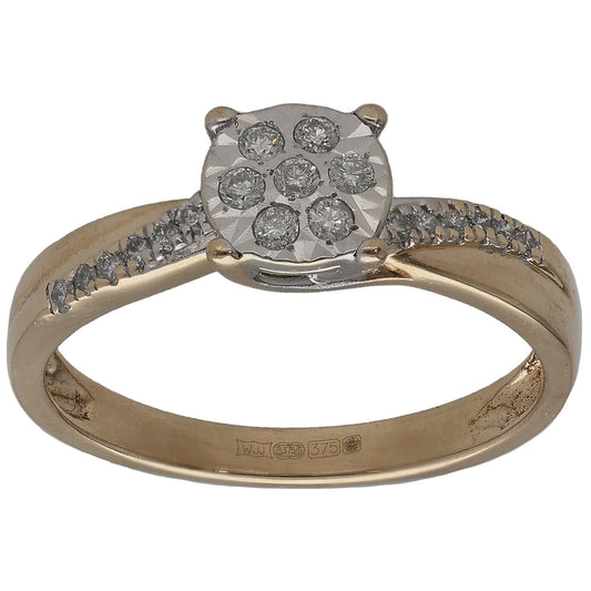 9ct Gold 0.13ct Diamond Dress/Cocktail Ring Size M