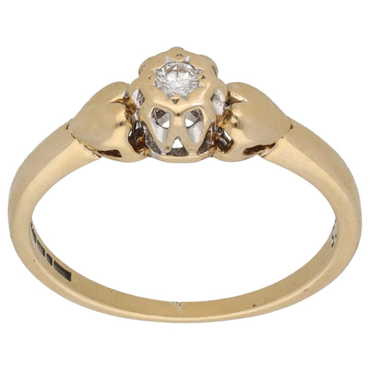 9ct Gold 0.05ct Diamond Solitaire Ring Size L