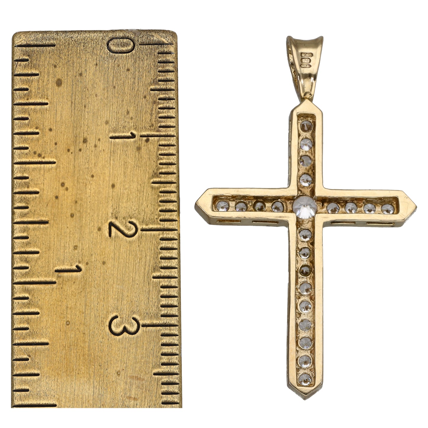 9ct Gold Cubic Zirconia Cross Pendant