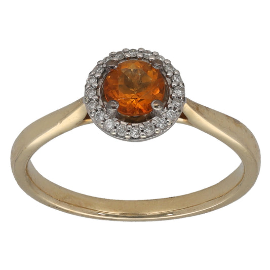 9ct Gold 0.10ct Diamond & Quartz Dress/Cocktail Ring Size P