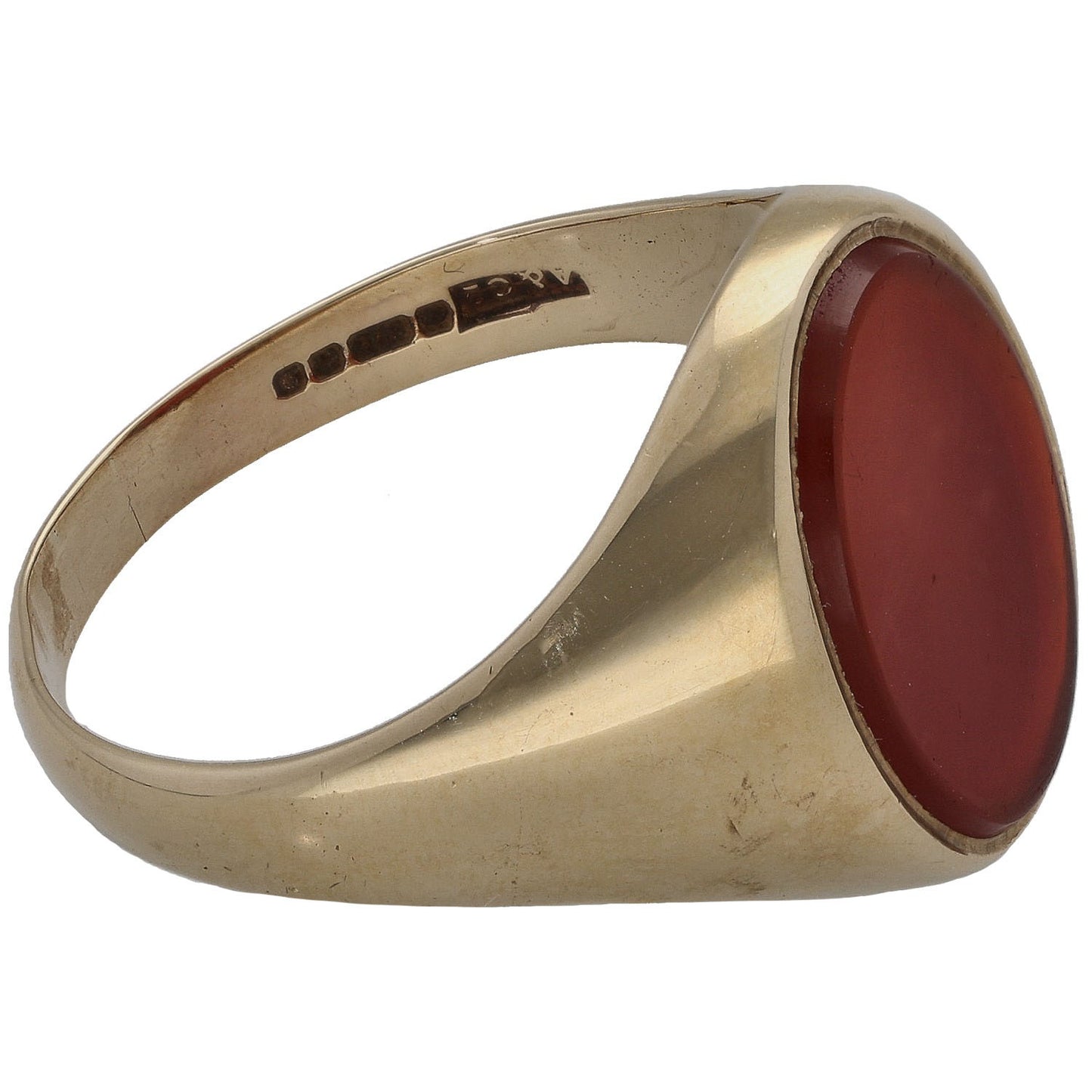 9ct Gold Carnelian Single Stone Signet Ring Size Y