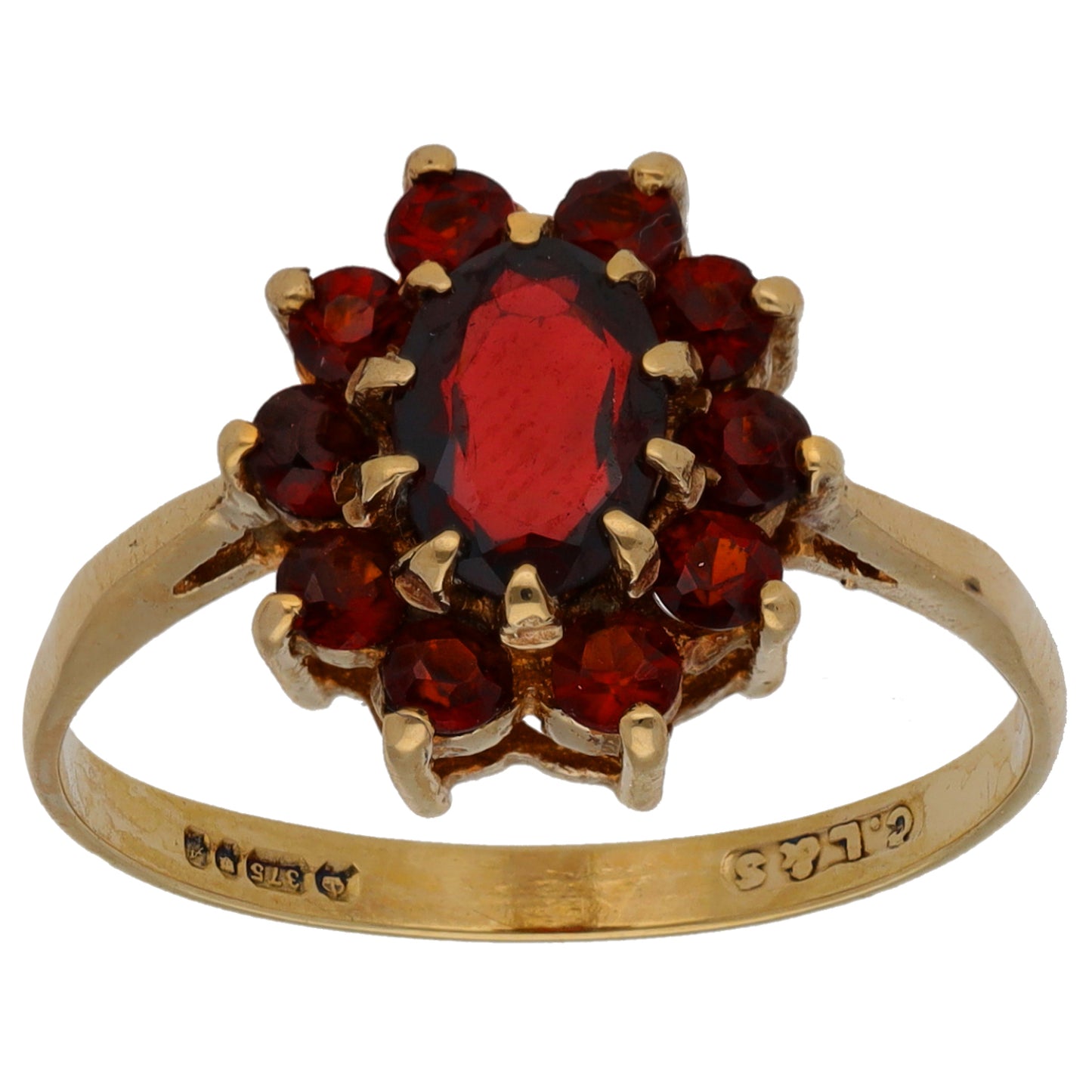 9ct Gold Garnet Dress/Cocktail Ring Size O