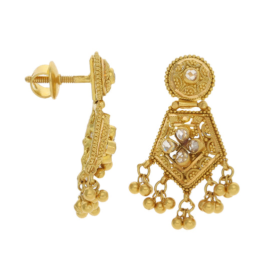 22ct Gold Imitation Gems Drop Earrings