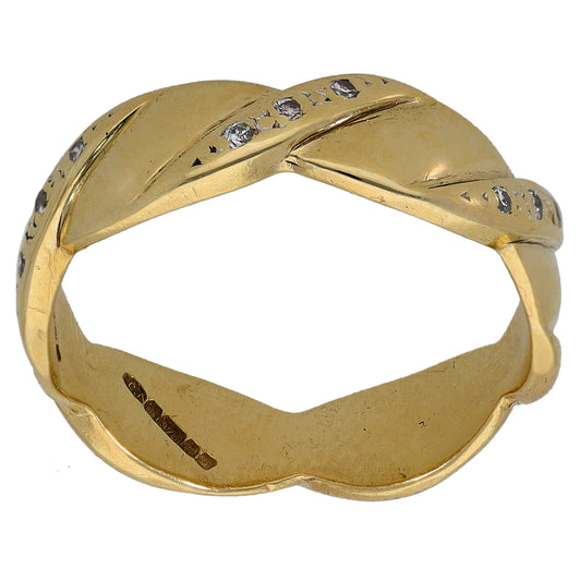 9ct Gold 0.045ct Diamond Alternative Ring Size M
