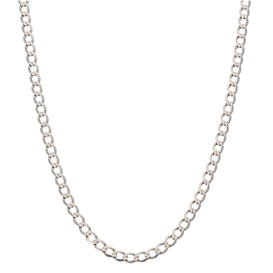 9ct White Gold Curb Chain 18"
