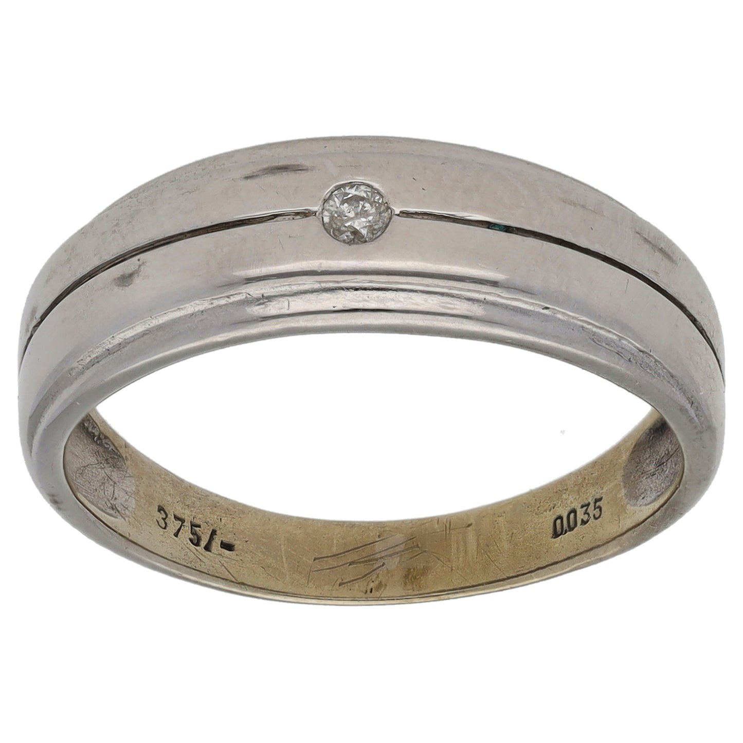 9ct White Gold 0.035ct Diamond Solitaire Ring Size P