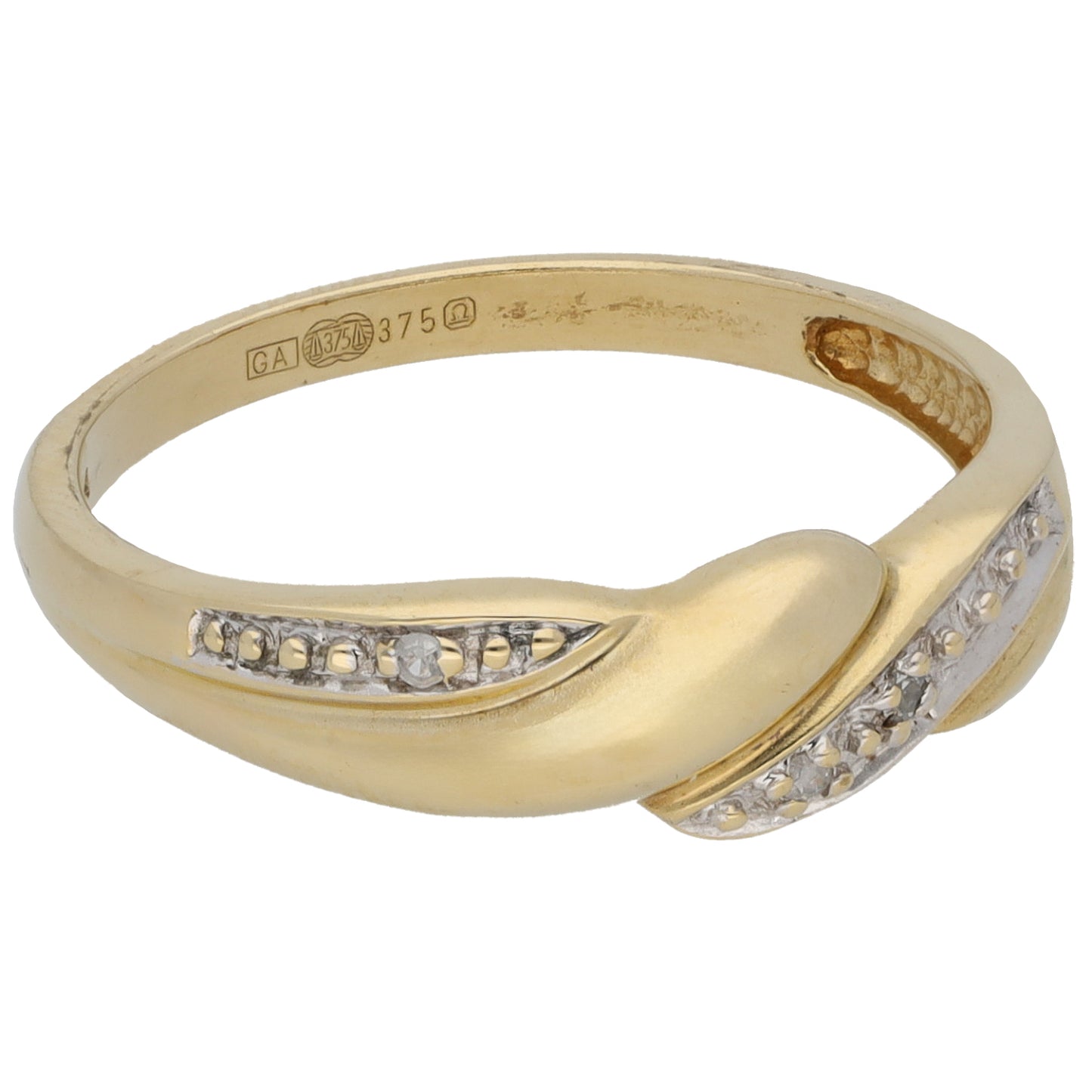 9ct Gold 0.015ct Diamond Half Eternity Ring Size P