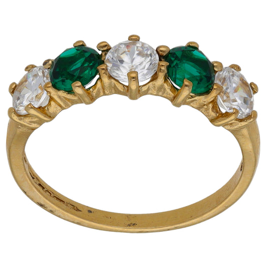 9ct Gold Imitation Gems Half Eternity Ring Size Q