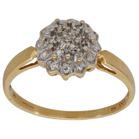 9ct Gold 0.05ct Diamond Cluster Ring Size T