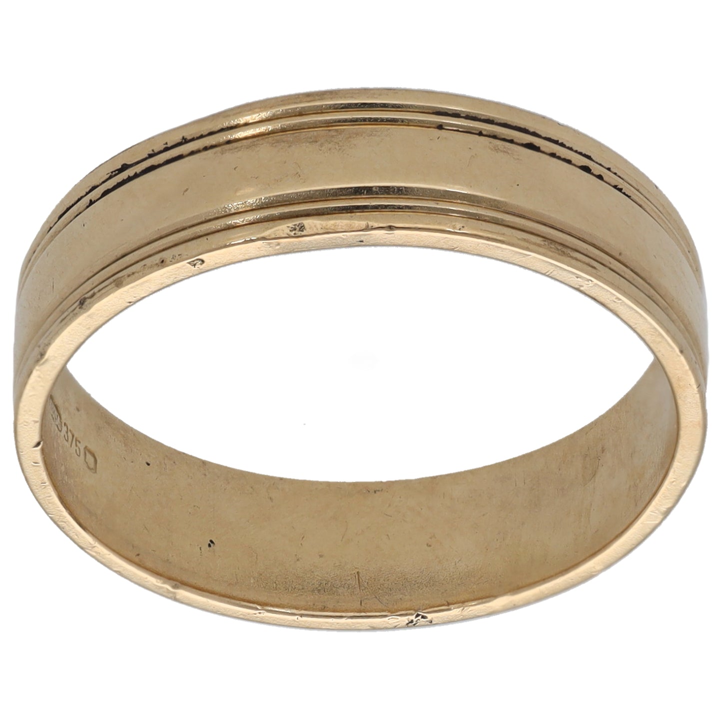 9ct Gold Patterned Wedding Ring Size O