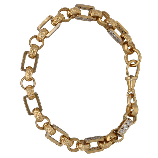 9ct Gold Cubic Zirconia Belcher Bracelet