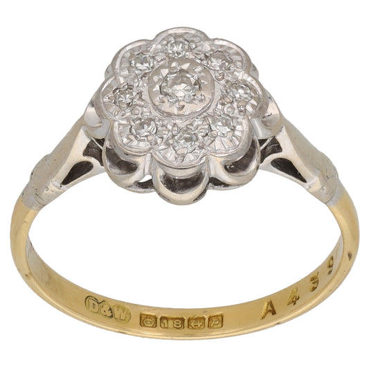 18ct Bicolour Gold 0.10ct Diamond Dress/Cocktail Ring Size N
