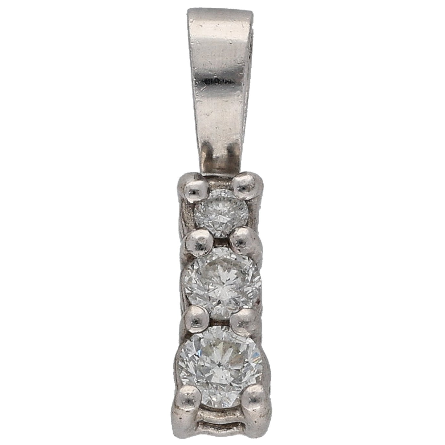 9ct White Gold 0.23ct Diamond Three Stone Pendant