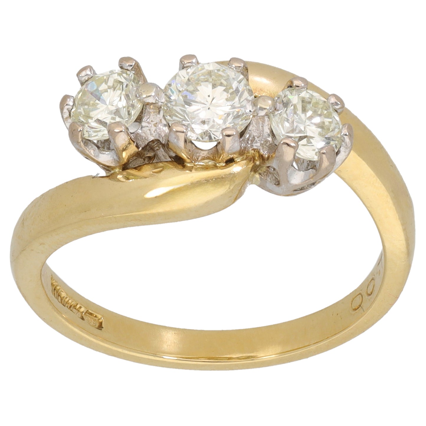 18ct Gold 1.00ct Diamond Trilogy Ring Size N