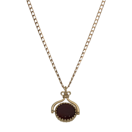 9ct Gold Tiger's Eye & Carnelian Fob Pendant