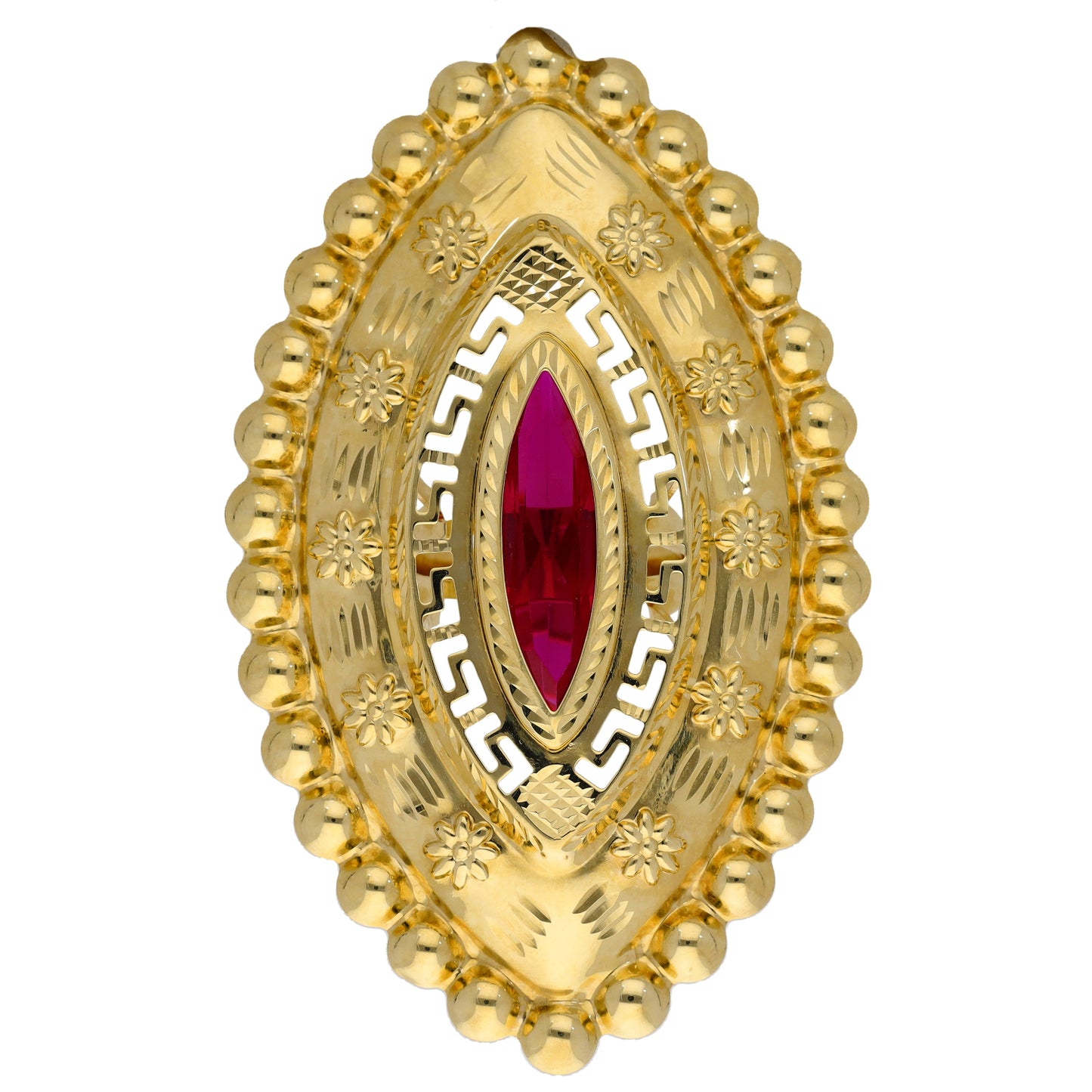 14ct Gold Man Made Ruby Alternative Ring Size N