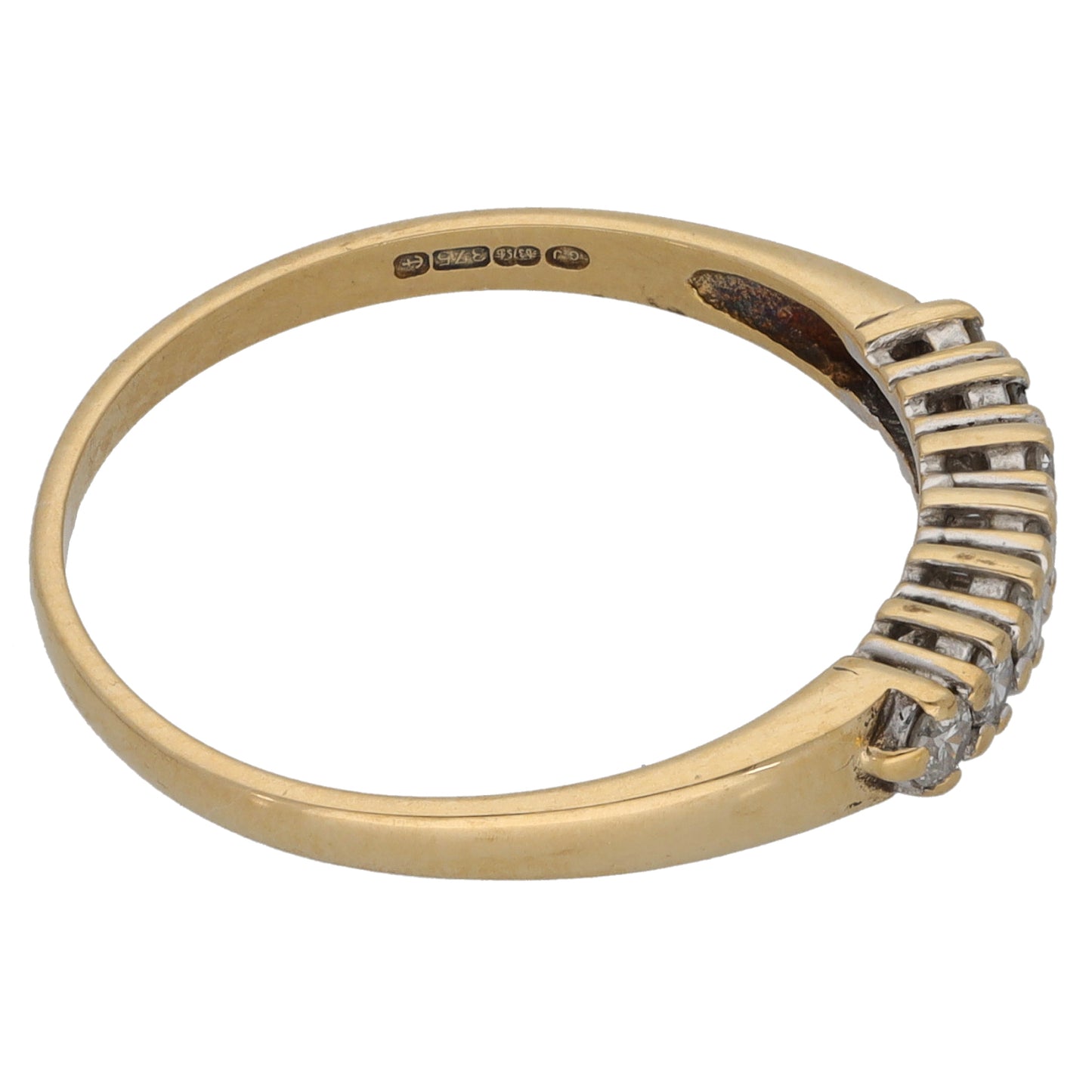 9ct Gold 0.25ct Round Diamond Half Eternity Ring Size R