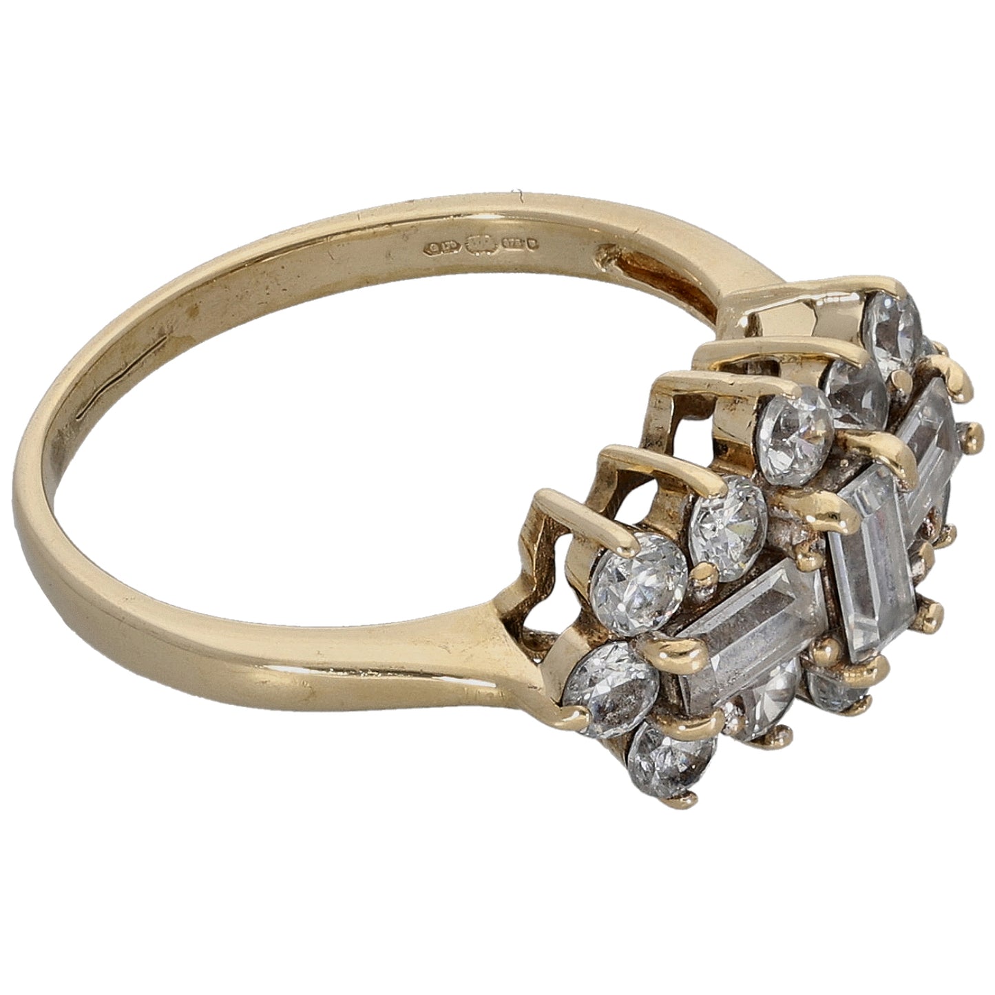 9ct Gold Cubic Zirconia Cluster Ring Size L