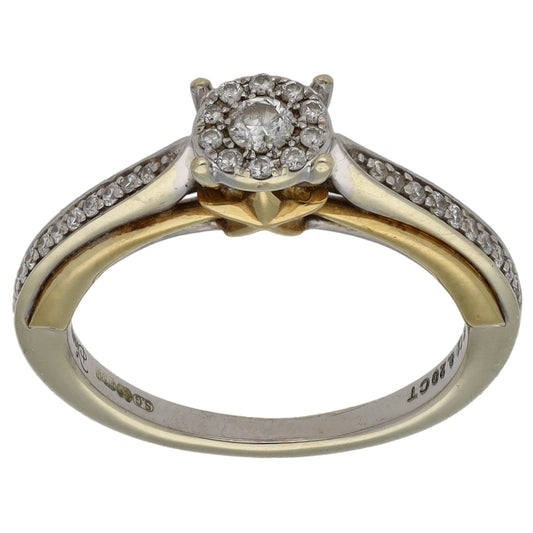 9ct Bi-Colour Gold 0.20ct Diamond Disney Halo Ring Size J