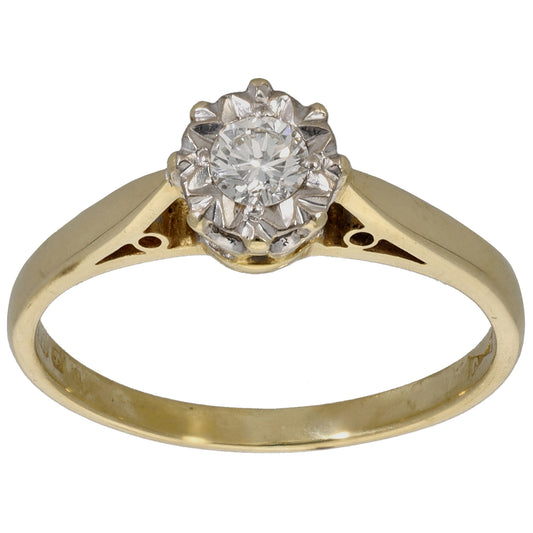 18ct Gold 0.15ct Diamond Solitaire Ring Size M
