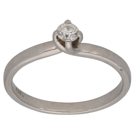 9ct White Gold 0.13ct Diamond Solitaire Ring Size L