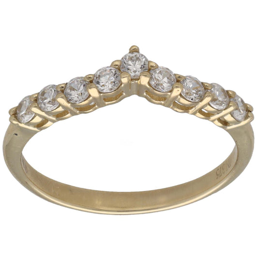 9ct Gold Cubic Zirconia Wishbone Ring Size N