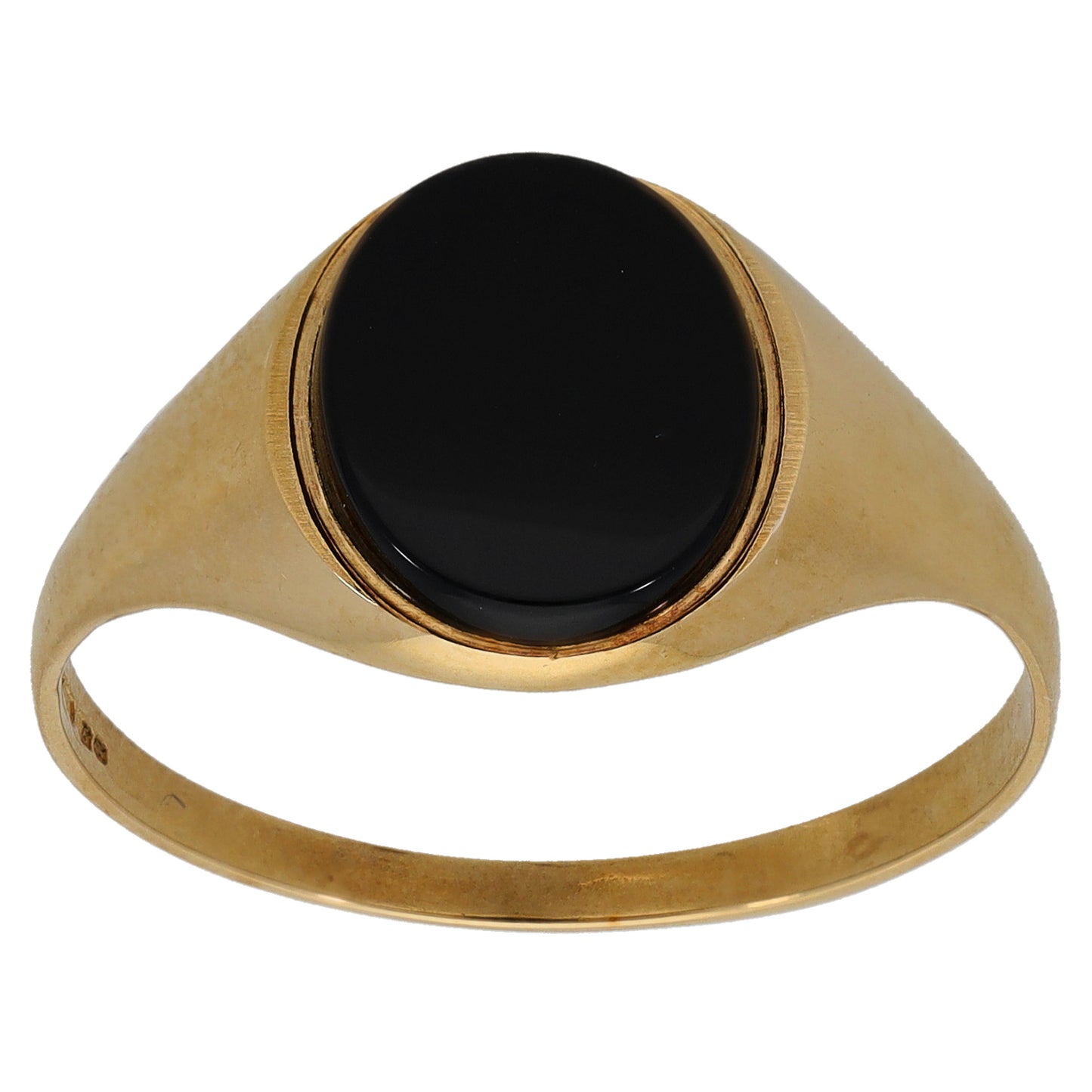 9ct gold signet ring with plain oval black onyx cabochon
