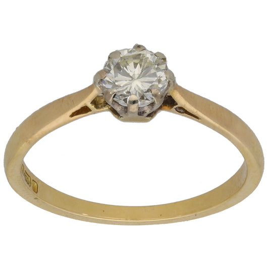 18ct Gold 0.42ct Diamond Solitaire Ring Size L