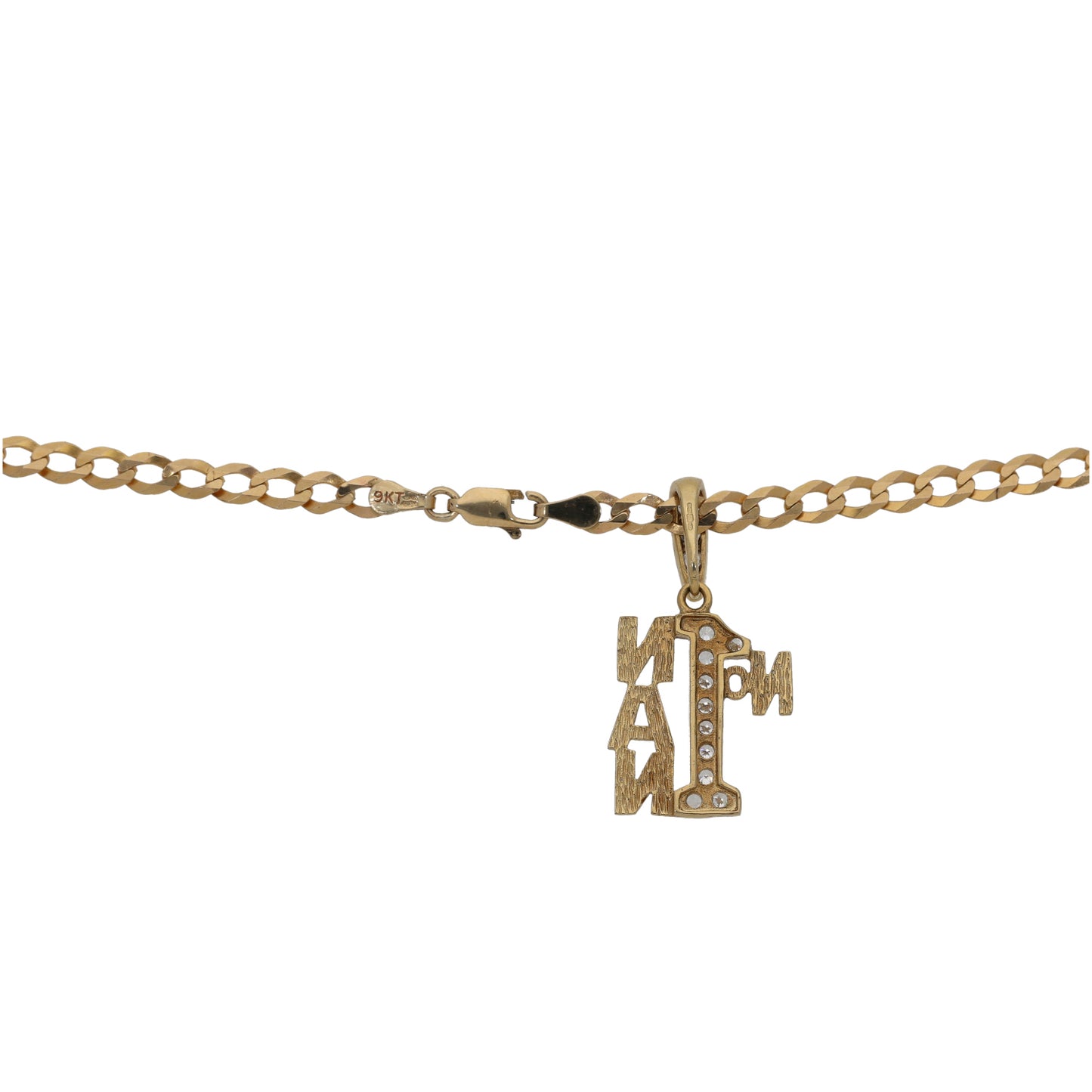 9ct Gold Cubic Zirconia No.1 Nan Pendant With Chain